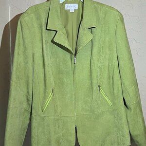 Conrad C Faux Suede Green Blazer